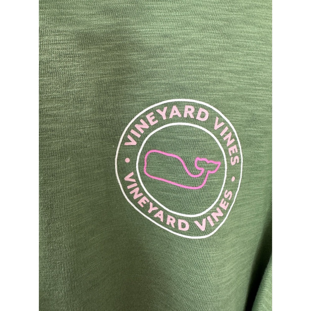 NEW Vineyard Vines Green Slub Whale Dot Curved Hem Hoodie Tee Medium Cotton Top - Picture 9 of 16